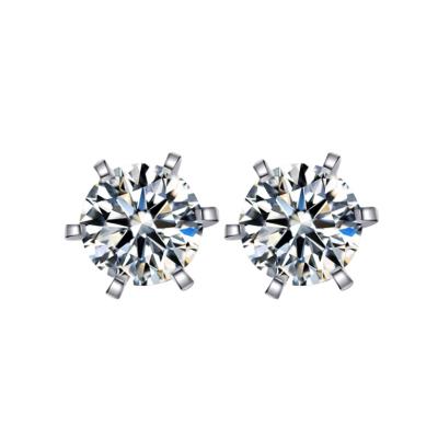 China TRENDY Six prong Moissanite earrings women's fashion 925 sterling silver jewelry for sale