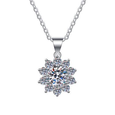 China TRENDY Husky Sunflower Anniversary women fashion Moissanite Necklace 925 sterling silver jewelry for sale