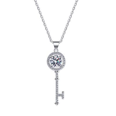 China CLASSIC Husky factory direct sales 925 silver fine jewelry key pendant classic Moissanite necklace for sale