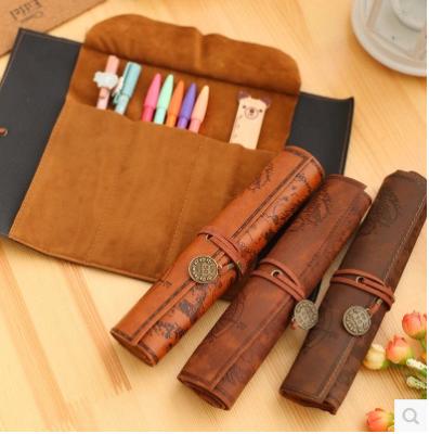 China Leather Roll Pencil Bag Stationery Pen PU Pencil Bag Pouch, Fashion Sublimation Leather Pencil Bag Wholesale for sale