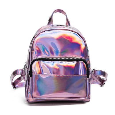 China Mini Hologram Waterproof Cute Shiny Laser Girl Casual Backpack PVC Bag for sale