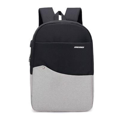 China With USB Contrast Color USB Charger Backpack Laptop Backpack for sale