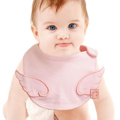 China Double Ply Sustainable Cotton Lace Newborn Baby Bibs With Angel Wings for sale