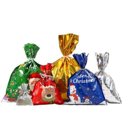 China Complies In Halloween Material Drawstring Pouch Christmas Gift Flat Candy Bag for sale