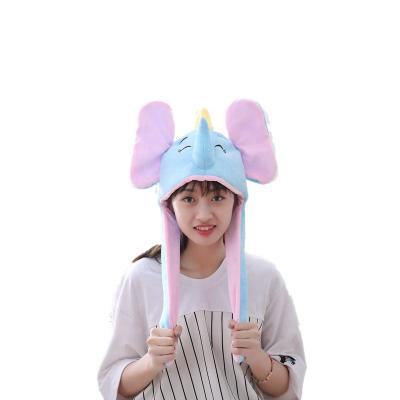 China Premium Plush Cute Elephant Plush Hat With Movable Ears for sale