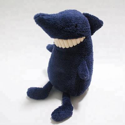 China Custom Baby Toy Shark Black Body And White Teeth Cartoon Shark Stuffed Plush Toy for sale