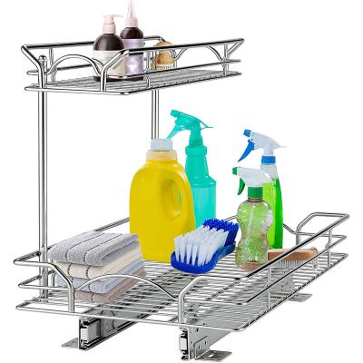 China Wall Mounted Type High Performance Storage Rack Shelf Drainer Dish Plastic Sink Shelving Storage Under Sink Basket for sale