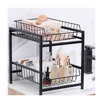 China China Factory Promotion 2 Tier Wall Mounted Type Shelf Sliding Under Sink Shelf Organizers And Storage for sale