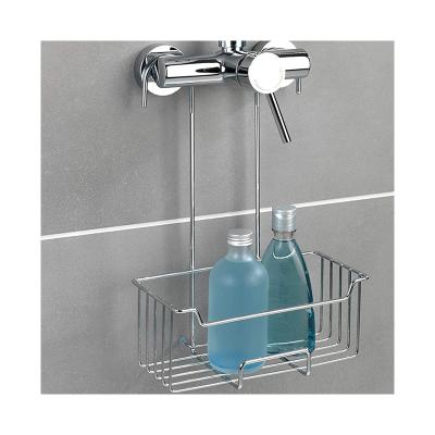 China Bathroom Organizer Shelf Stainless Steel Bathroom Shower Hanging Cart Storage Organizer Shelf for Shower Gel Shampoo Soap Sponge No Drilling for sale