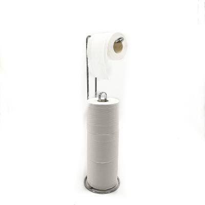 China Free Standing Toilet Paper Tissue Paper Roll Holder Bathroom Tissue Paper Holder Custom Free Standing Towel Holder Brushed Steel for sale