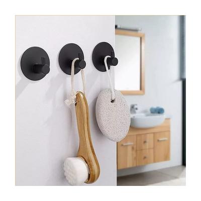 China Durable Matte Black Adhesive Wall Metal Robe Coat Hook Rack Single Towel Clothes Hanger Robe Wall Mounted Hook for sale