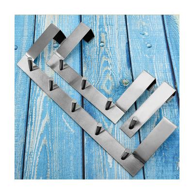 China Durable Simple Stainless Steel Hanging Cloth Over Door Hooks Wall Hanging Coat Rack For Powder Coating 1/3/5 Hooks for sale