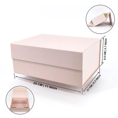 China Materials Recycled Into Low Moq Stock Blank Color Rigid Flat Magnetic Folding Gift Box Pink For Packing for sale