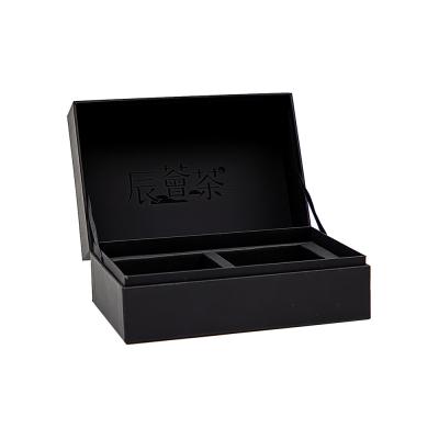 China Recyclable Wholesale High Quality Black Packaging Boxes Custom Paper Tea Gift Box for sale