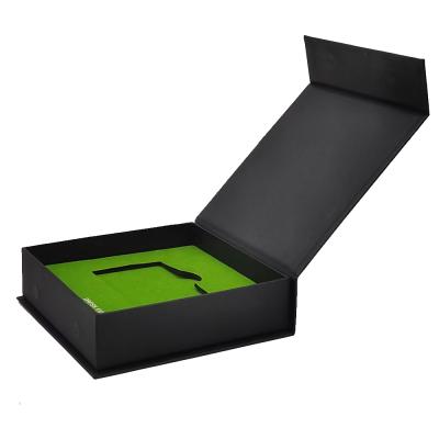 China Custom Recyclable Recycle Black Magnetic Lid Printed Paper Gift Boxes With Foam Insert , Packaging Boxes for sale