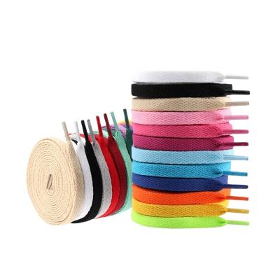 China Flat Shoestrings Polyester Cotton Fabric Nylon Oval Flat Athletic Laces For Sneakers for sale