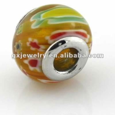 China Crystal 316 Stainless Steel Core Murano Glass Bead 4.5mm Hole for sale