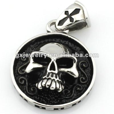 China Vintage Fashion Mens Round Skull Pendant Custom Jewelry for sale