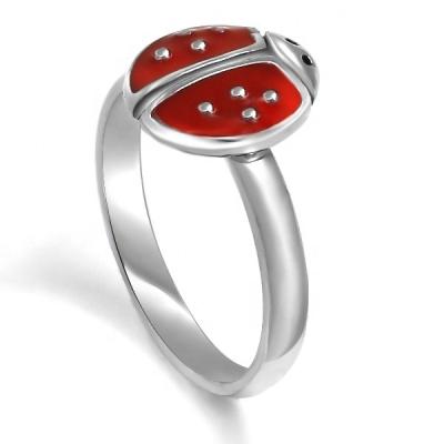 China Religious Colorful Ladybug Ring Custom 316 Stainless Steel Jewelry for sale