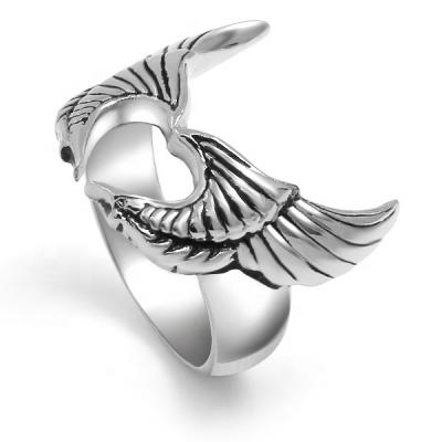 China Religious Angel Heart Ring 316 Stainless Steel Custom Jewelry for sale