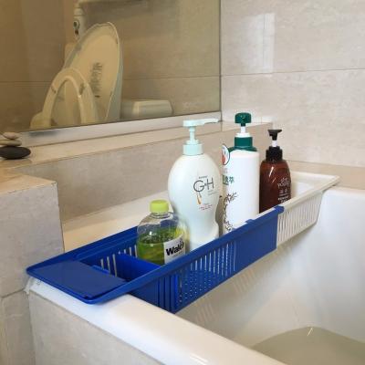 China Expandable Folding Bath Toy Organizer Size Bathroom Storage Basket Organizer Holder and Storage Rack Toy Basket for Bathtub for sale