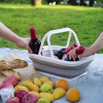 China Sustainable Collapsible Picnic Hamper Foldable Picnic Basket Plastic Picnic Hamper With Handle for sale