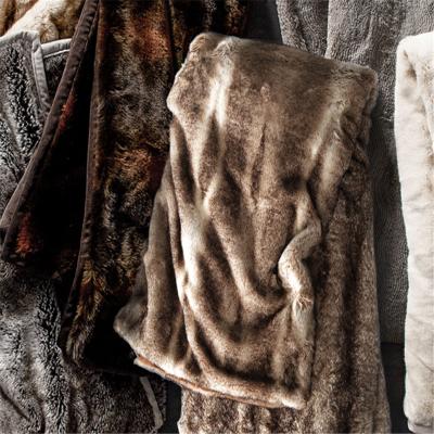 China Anti-pilling Faux Fur Throw Cover Super Soft Oversized Thick Warm Afghan Reversible To Plush Velvet for sale