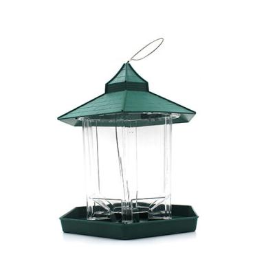 China Sustainable Wholesale Outdoor Hexagon Clear Plastic Bird Hanging Feeder for sale