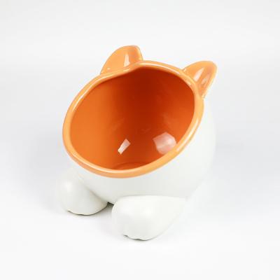 China Sustainable Wholesale Luxury Food Feeding Water Cat Shaped Ceramic Cat Bowl for sale