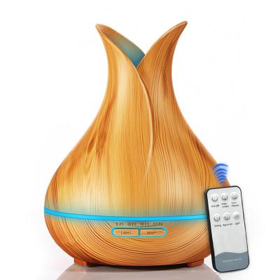 China Remote Control Wooden Aroma Diffuser Air Humidifier Grain 400ML Ultrasonic Humidifier Essential Oil Diffuser for sale