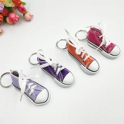 China Eco Friendly Promotion 3D Shoes Key Chain Shoes Mini Canvas Sneaker Keychains for sale