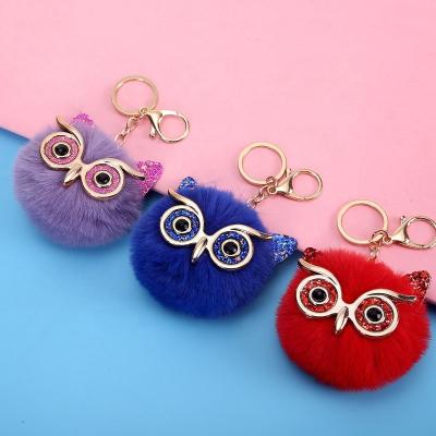 China Eco-Friendly Fluffy Trinkets Pom Pom Keychain Pompoms Keychains Faux Rabbit Fur Key Chain for sale