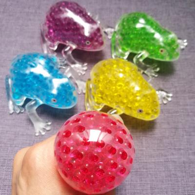 China Wholesale Plastic Animal Squeeze Toy Jelly Beads Sticky Toys Sea Animal TPR Duct Frog Stress Wiggle Toy For Kids for sale