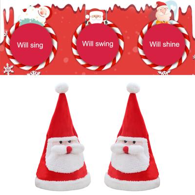 China Christmas Hat Plush Adult Toys Growing To Sing Santa Claus Hat For Christmas Gift Swing Decoration For Boys Girls Christmas Hat Gift for sale