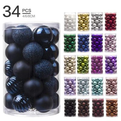 China 34pcs Plastic Baubles Christmas Tree Party Embellishment Christmas Tree Home Decoration Glitter Painted Baubles Costume Christmas Tree Party New Year Decoration for sale