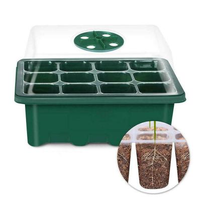 China Plastic 12 Hole Plant Germination Box Garden Grow Pot Tray Kit Gardening Supplies Propagation Seeding Box Nursery Potted Plant Seed for sale