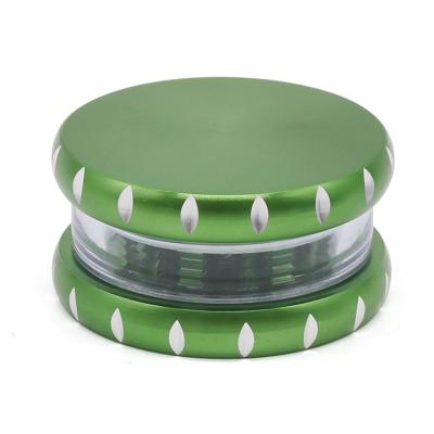 China New Design Zinc Alloy 63MM 2 Parts Green Aluminum Zinc Alloy Black F139 Herb Grinder Tobacco Spice Grinder for sale