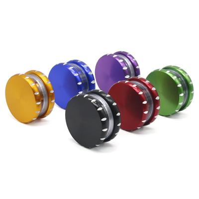 China New Design Zinc Alloy 63MM 2 Parts Aluminum Black Zinc Alloy Herb Grinder Tobacco Spice Grinder F139 for sale