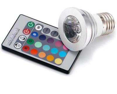 China Residential Colorful Remote Control Light Bulb E27 3W 5W 7W Remote Control Spotlight RGB Bulb 16 Color Ball Hotel 220v Led RGB Controller Outdoor for sale