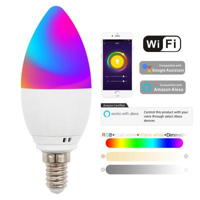 China Residential WiFi Alexa Smart Pointed Bubble Table Lamp E14 Voice Control RGB+W WiFi Alexa Smart Graffiti Led 5w Candle Warmer Lamp for sale