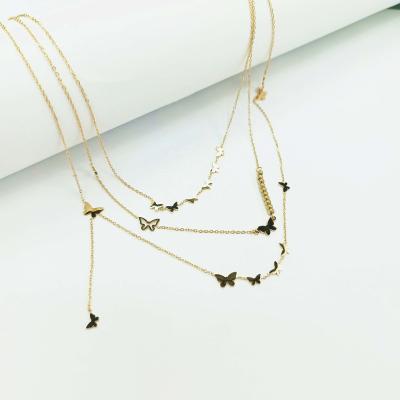 China Europe and America stainless steel jewelry bohemian wholesale layered women chokers chain necklaces for women necklace jewelry for sale