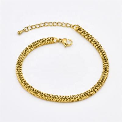 China Custom Designer TRENDY Bangle Bracelet Stainless Steel Flake Charms Leaf Chain Bracelets For Women Jewelry for sale