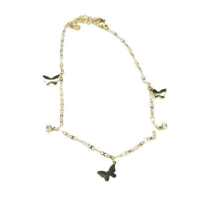 China FASHIONABLE Jewelry Anklets Butterfly 18K Fine Stainless Steel Gold Plated Jewelry With White Diamond for sale