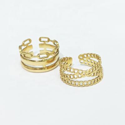 China 2022 Wholesale China Fashion Jewelry Stainless Steel Ring Adjustable Gold Plated Rings Open Stackable for sale