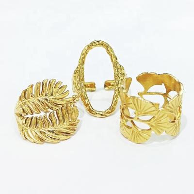 China FASHIONABLE Women Accessories 18K Gold Plated Stainless Steel Jewelry Open Ring Adjustable Fashion Rings for sale