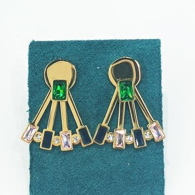 China FASHIONABLE Colorful Zircon Earrings Stud Earring Wholesale Fashion Jewelry Women Accessories Stainless Steel Stud Earring 2022 for sale