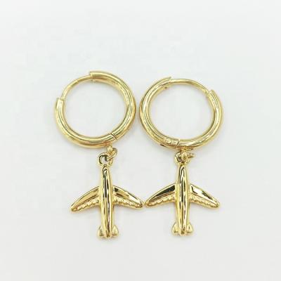 China 2022 TRENDY Airplane Shape Statement Earrings 18K Gold Plated Custom Jewelry Circle Earrings Women for sale