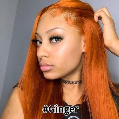 China Wholesale Virgin Silky Straight Wave Cuticle Aligned Straight Lace Front Wig Ginger Human Hair Wig 13x4 Hd Women Ginger Frontal Wig For Black Hair for sale