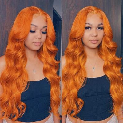 China Wholesale Raw Silky Straight Wave Cuticle Aligned Hd Wigs Hair Lace Front Women's Body Wave Ginger Wig 13x6 Ginger Frontal Wig For Black for sale