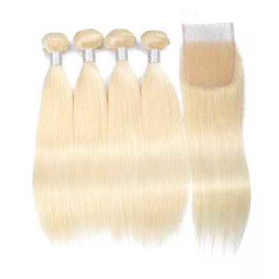 China Silky Straight Wave Clip In Hair Extensions 100% Human Weaves Bundles 613 Blonde Hair Extension Bone Straight Hair With Closure for sale